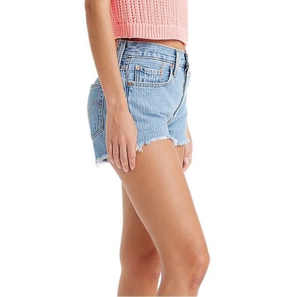 Women’s Levi's 501 Jean Denim High-Rise Raw Hem Shorts Size 29 - Picture 7 of 8